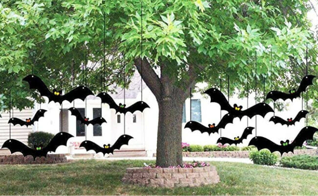VictoryStore Yard Sign Outdoor Lawn Decorations: Halloween Yard Decorations with Scary Hanging Bats - Set of 12 