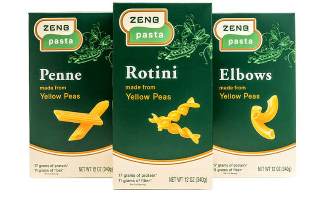  ZENB Plant Based Pasta, Made From 100% Yellow Peas, Gluten Free, Rotini, Elbows, and Penne Noodles Variety Pack, 12 oz Boxes (Pack of 3)