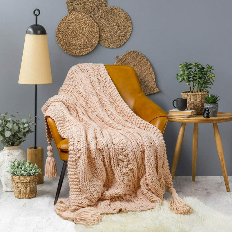 MH Mylune Home Cable Knit Throw Blanket