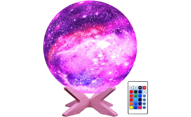 HYODREAM 3D Moon Lamp Kids Night Light Galaxy Lamp 16 Colors LED Light with Rechargeable Battery Touch & Remote Control