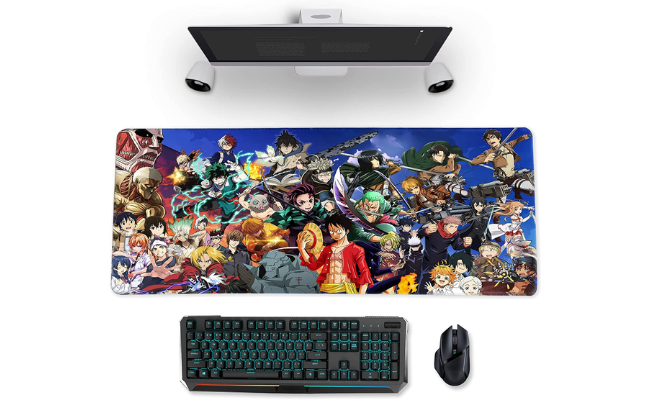  Roll over image to zoom in Anime Character Mouse Pad for Computer - Anime Gaming Large Mouse Pad Non Slip Rubber Mat for Computers, Desktop PC Laptop 