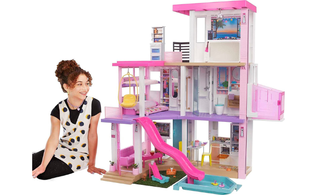  Barbie Dreamhouse Doll House Playset House with 75+ Accesssories Wheelchair Accessible Elevator Pool, Slide and Furniture