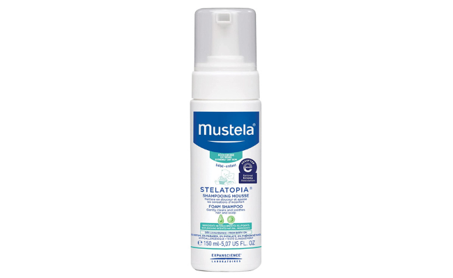 Mustela Stelatopia Eczema-Prone Skin Foam Shampoo for Newborn & Baby with - with Natural Avocado & Sunflower Oil - Fragrance-Free & Tear Free
