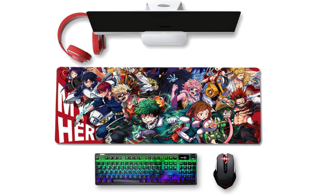 arge Mouse Pad for My Hero Anime - Anime Gaming Large Mouse Pad Non Slip Rubber Mat for Computers, Desktop PC Laptop