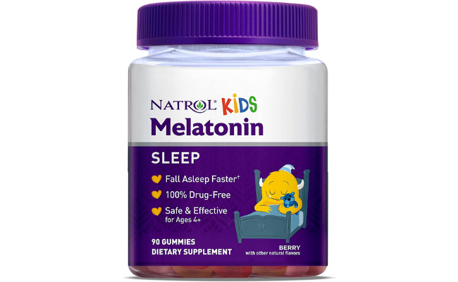 Natrol Kids Melatonin Sleep Aid Gummy, Fall Asleep Faster, 100% Drug-Free and Gelatin Free, Non-GMO