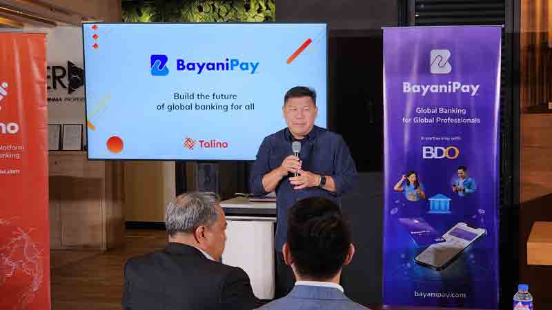 BayaniPay CEO Winston Damarillo explaining services during a press event. HANDOUT