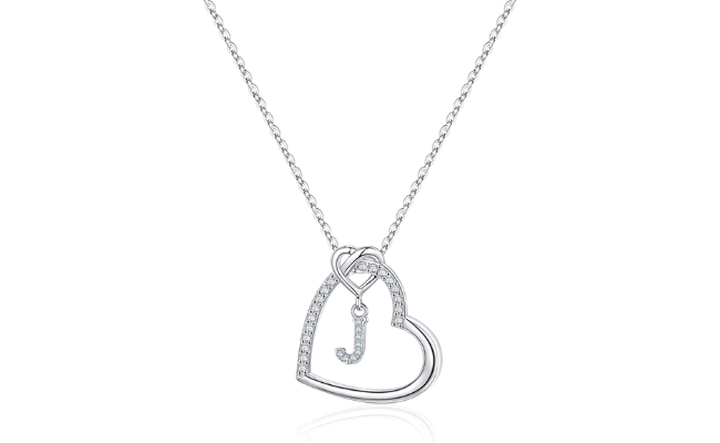 S925 Sterling Silver Heart Necklace for Women Girls, Initial Necklaces for Girls Silver Necklace for Women Letter Necklace for Girls Jewelry for Teen Girls Gifts