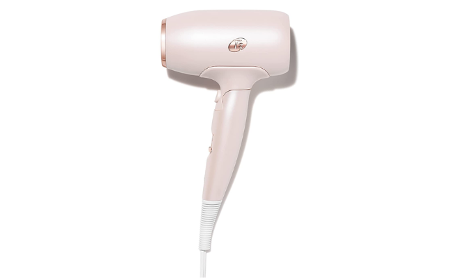 T3 Afar Lightweight Travel-Size Hair Dryer with Auto Dual Voltage, Folding Handle and Storage Bag, Fast Drying, Lightweight and Ergonomic, Frizz Smoothing, Multiple Heat and Speed Combinations