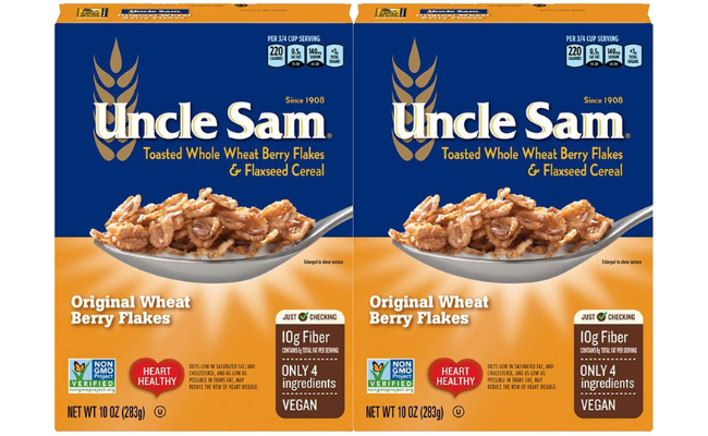  Uncle Sam Toasted Whole Wheat Berry Flakes & Flaxseed Original Cereal Boxes