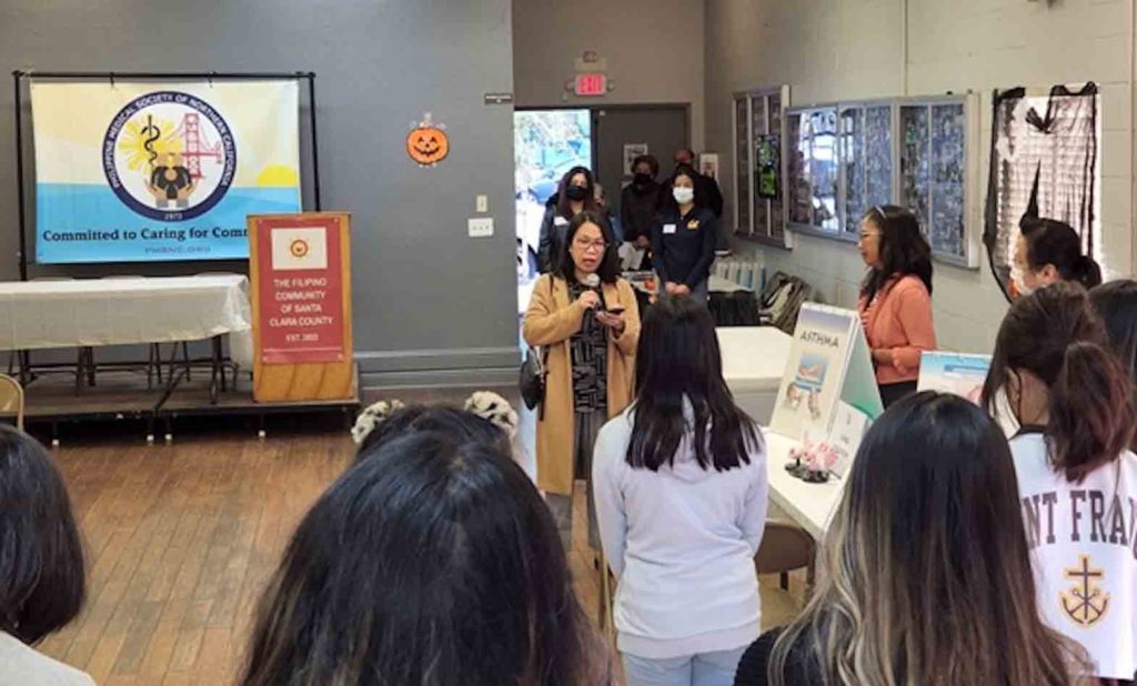 Deputy Consul General Raquel Solano speaks at the “Kababayan Health Day” Community Outreach of the Philippine Medical Society of Northern California (PMSNC), held at the Filipino Community Center of Santa Clara County in San Jose, California on Oct. 29. C0NTRIBUTED