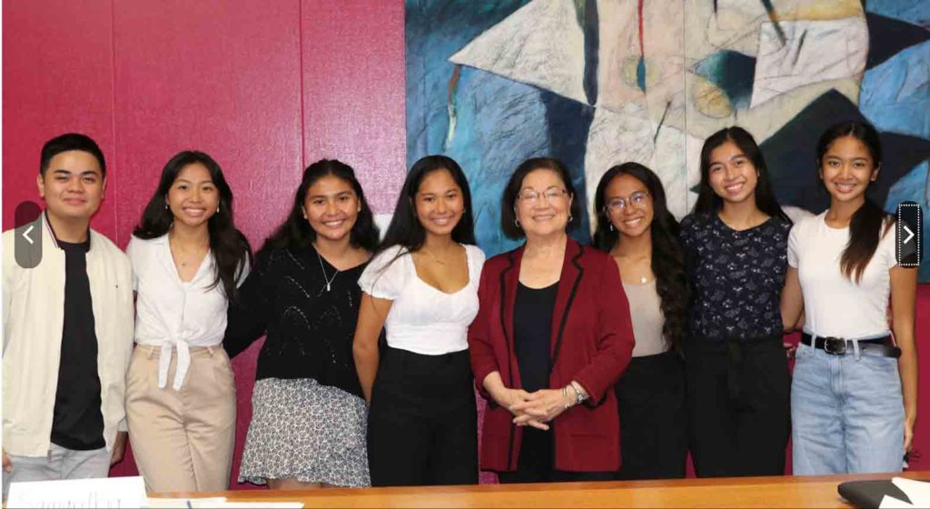 Hawaii students with Sen. Mazie K. Hirono in her Honolulu office. CONTRIBUTED