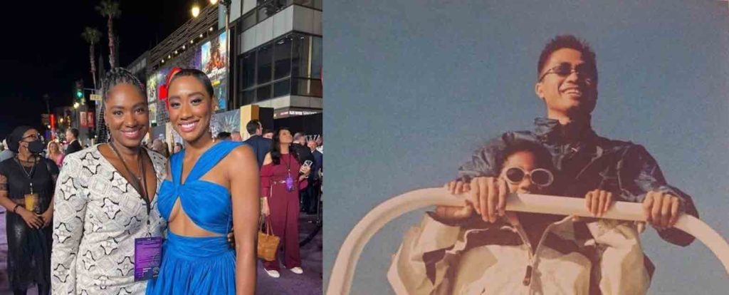 Filipino Canadian stunt actress Maya Macatumpag (right) and her mother, Deb, during the world premiere of “Black Panther 2: Wakanda Forever” at the Dolby Theatre in Los Angeles. (Right photo) Young Maya and her Filipino dad, Ronelio. Maya was inspired by her mother who was also a stunt performer. INSTAGRAM