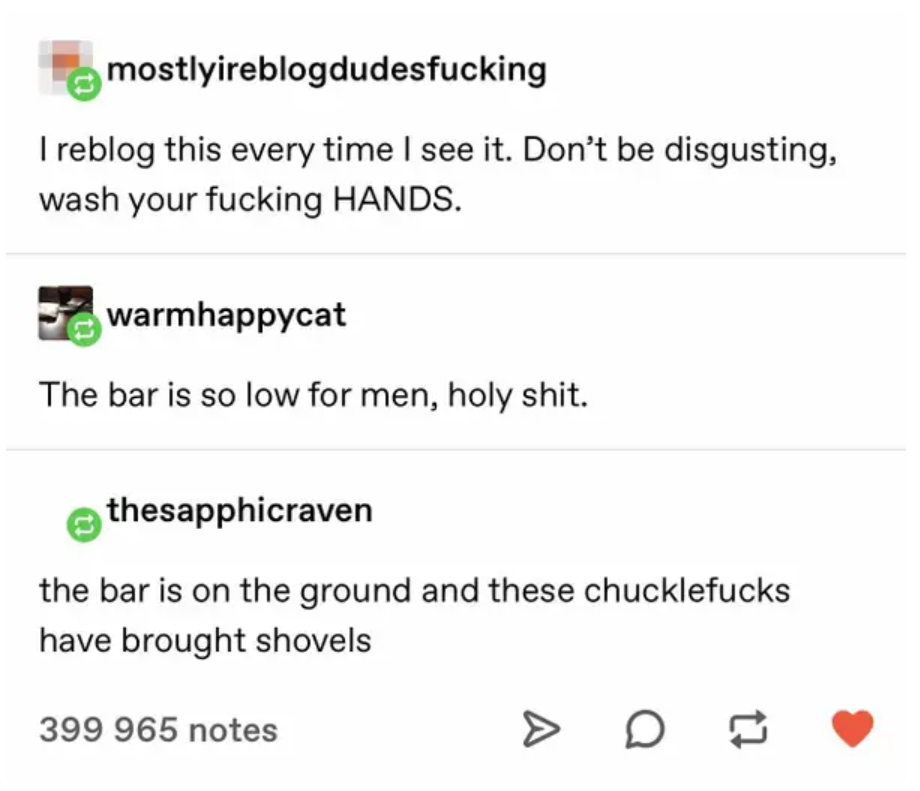 Check out this insult from a post about men not washing their hands