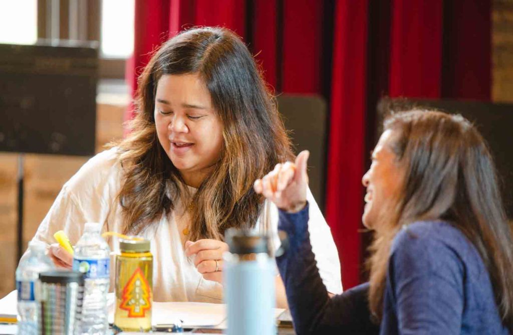 Filipino American actors Ellen D. Williams (left) and Fran de Leon rehearsing for Nicholas Pilapil’s “God Will Do the Rest.” CONTRIBUTED