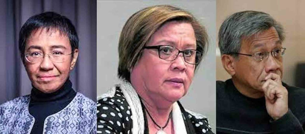Targets of repression: Maria Rossa, Leila Delima and Walden Bello.