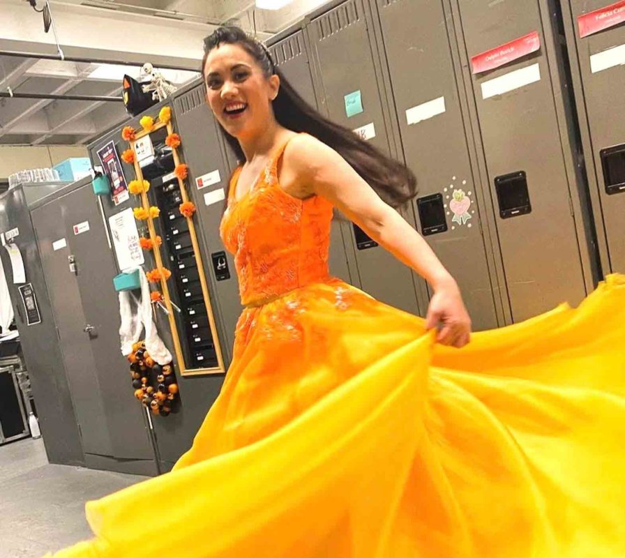 Filipino American Diane Phelan, who is playing Cinderella in the touring production of “Into the Woods,” in a backstage photo. INSTAGRAM