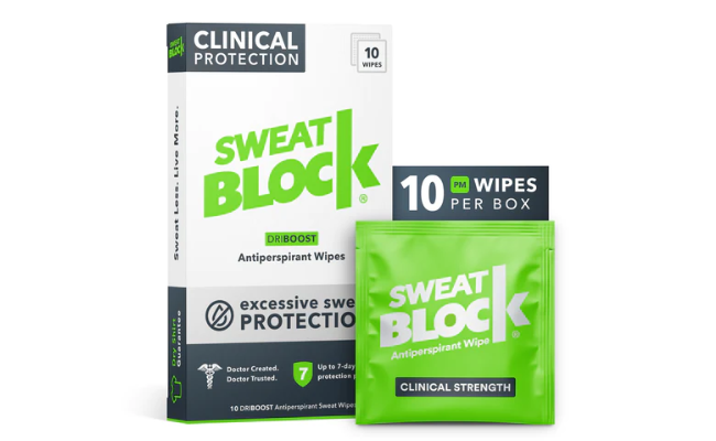 SweatBlock DRIBOOST Antiperspirant Wipes