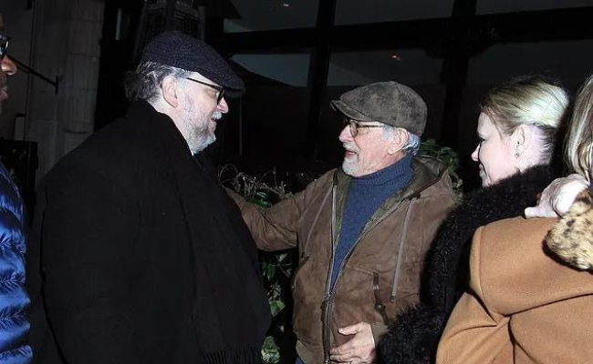 These are Tom Hank's friends Steven Spielberg and Guillermo del Toro at dinner.