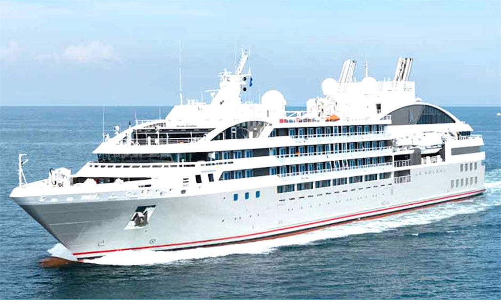 The Filipino crew member fell overboard from the Le Lyrial cruise ship but was rescued. WEBSITE