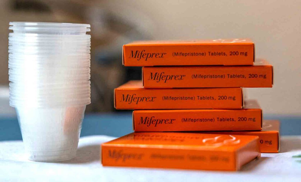 Boxes of mifepristone, the first pill given in a medical abortion, are prepared for patients at Women's Reproductive Clinic of New Mexico in Santa Teresa, U.S., January 13, 2023. REUTERS/Evelyn Hockstein