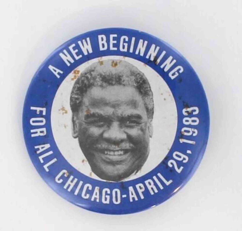The late Chicago Mayor Harold Washington's campaign button, 1983. PINOY