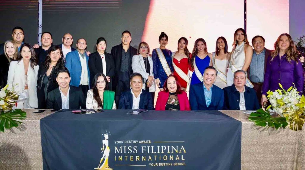 Management and staff of the new Miss Filipina International during its media launch last month in Los Angeles. CONTRIBUTED
