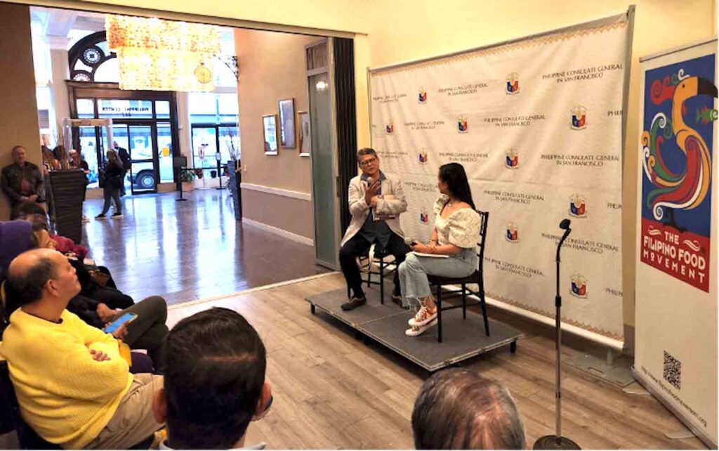 Keesa Ocampo of the Filipino Food Movement hosts the book launch of Chef Claude Tayag’s “The Ultimate Filipino Adobo: Stories Through the Ages” at the Kalayaan Hall of the Philippine Center in San Francisco on 21 April 2023. CONTRIBUTED
