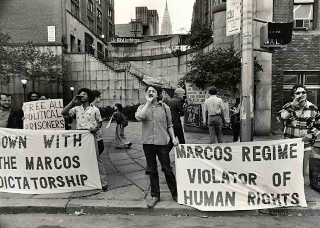 UN Protest (Keystone Press Agency, Inc.; 1977) "Anti-Marcos demonstrators in front of the U.N."