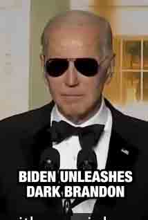 President Joe Biden as "Dark Brandon" at White House Correspondents Dinner. YOUTUBE