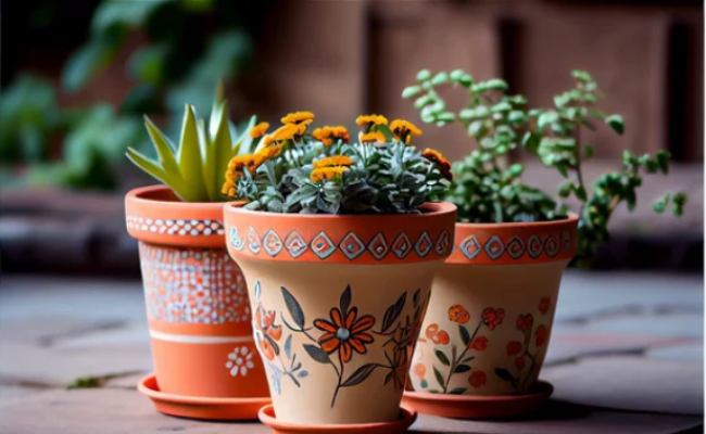 Painted Terracotta Pots