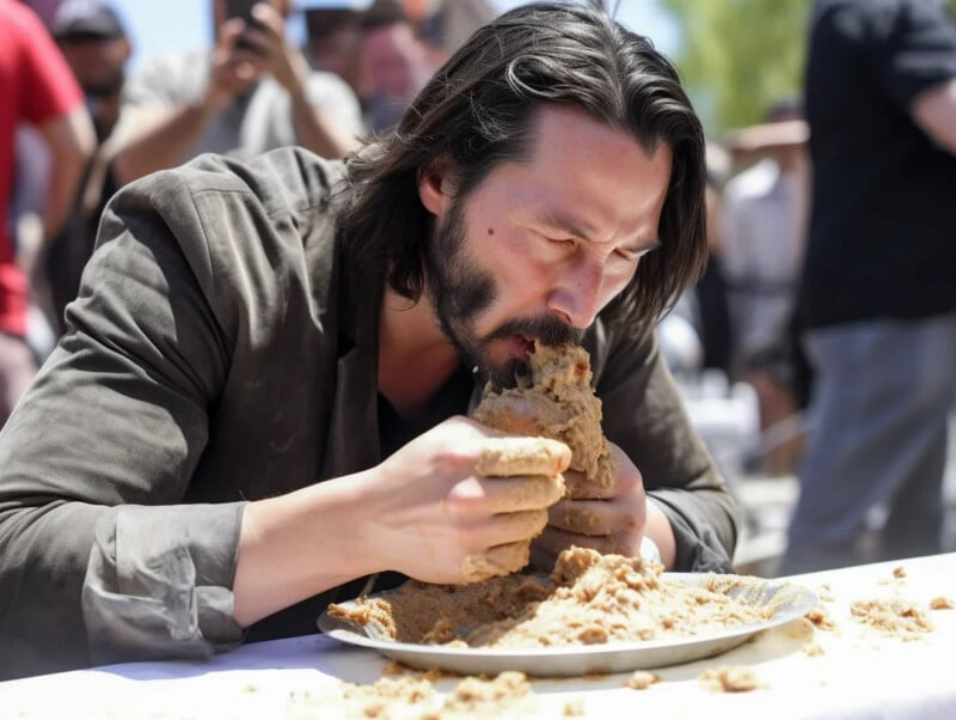 10 Celebrities Reimagined In a Concrete Eating Contest 