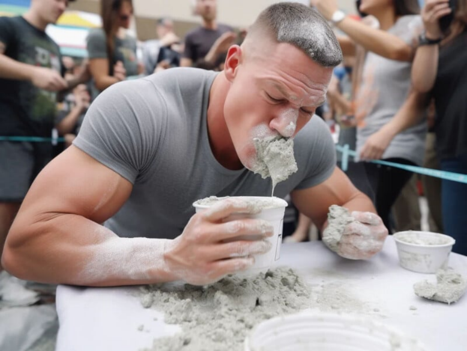 10 Celebrities Reimagined In a Concrete Eating Contest 