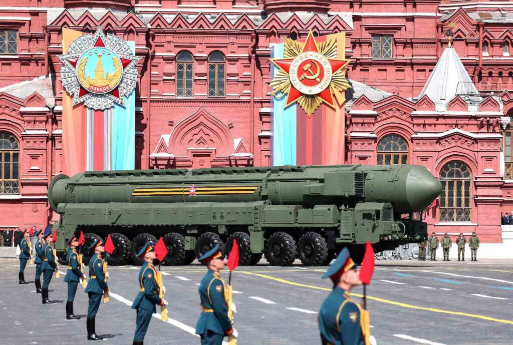 A Russian Yars intercontinental ballistic missile system drives in Red Square during a military parade on Victory Day, which marks the 78th anniversary of the victory over Nazi Germany in World War Two, in central Moscow, Russia May 9, 2023. Sputnik/Gavriil Grigorov/Pool via REUTERS