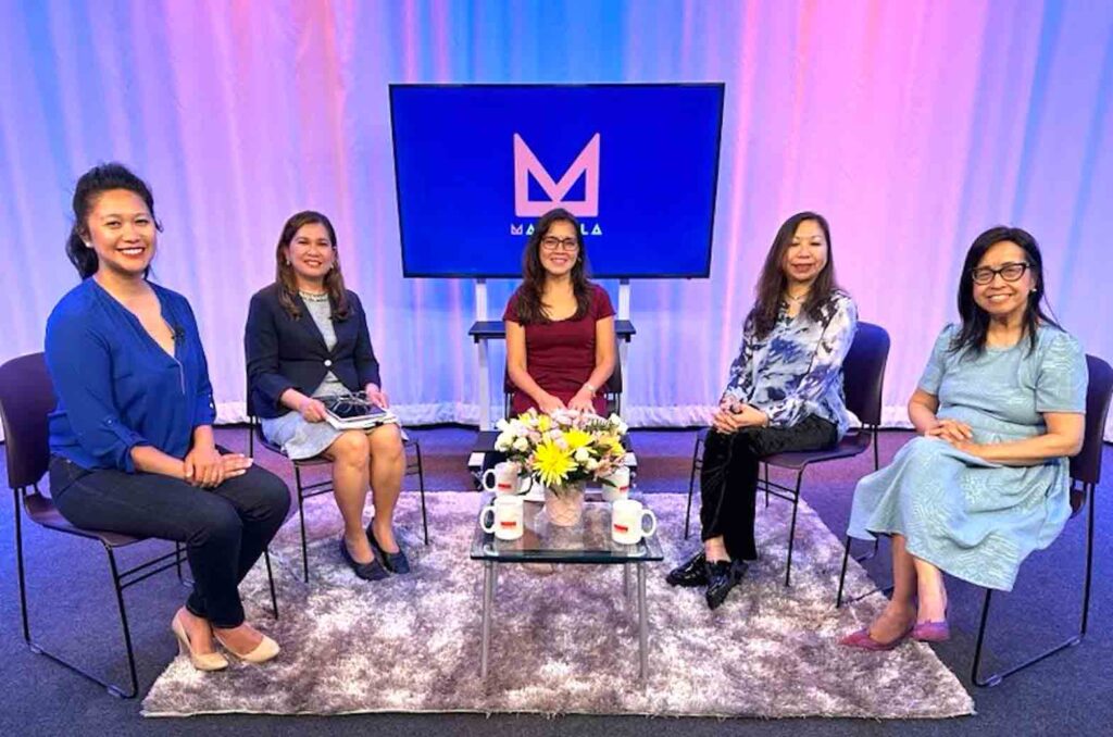 A Makilala TV episode on dementia: From left, host Rachelle Peraz Ocampo ; guest Dr. Mary Joy Garcia-Dia; host Jen Furer; guest Anna Maria Manalo; host Cristina Pastor. (Photo: Matthew and Maricel Edel) 