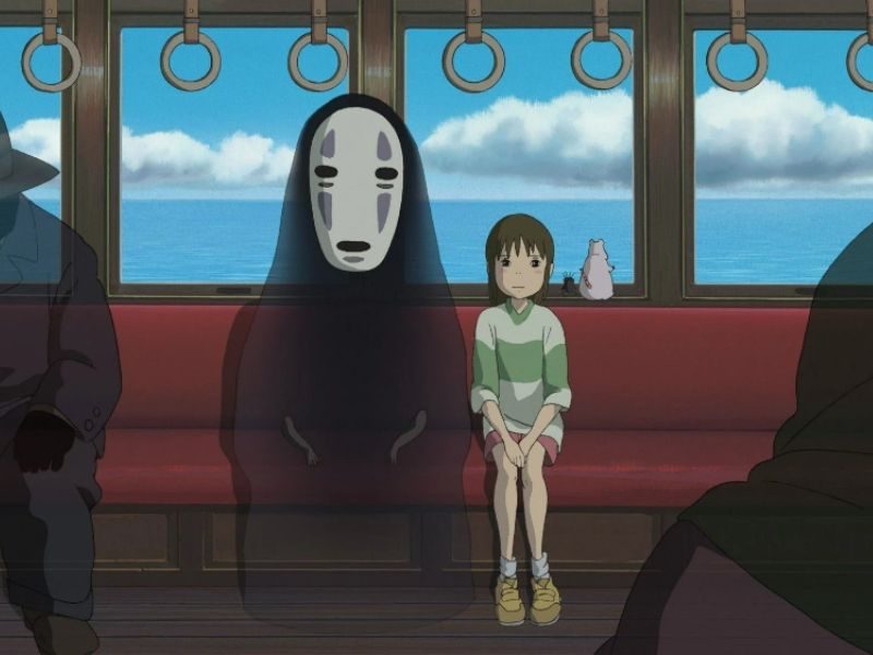 Chihiro and No Face riding the train