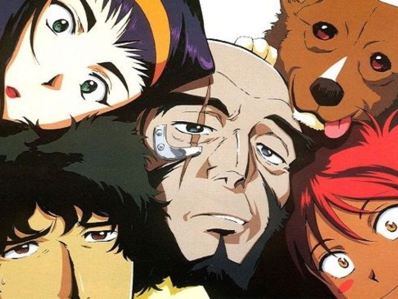 The main characters of Cowboy Bebop, Spike Spiegel and Faye Valentine.
