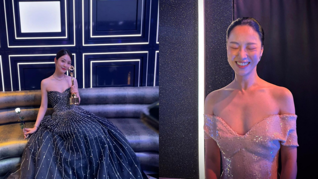 These sparkly gowns worn by Korean actresses Shin Ye-eun and Jeon Yeo-been were designed by Filipino fashion designer Monique Lhuillier