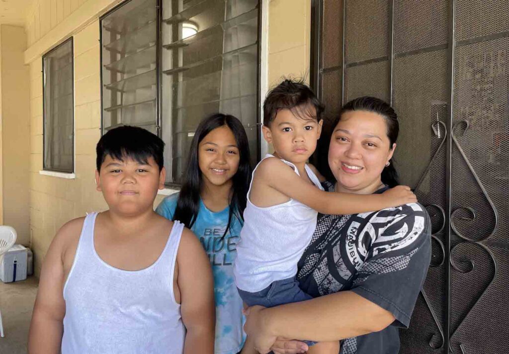 Hannah Camungao, her husband and three children took in 14 family members and four teachers after the fires in Lahaina. (Madeleine List/Civil Beat/2023)