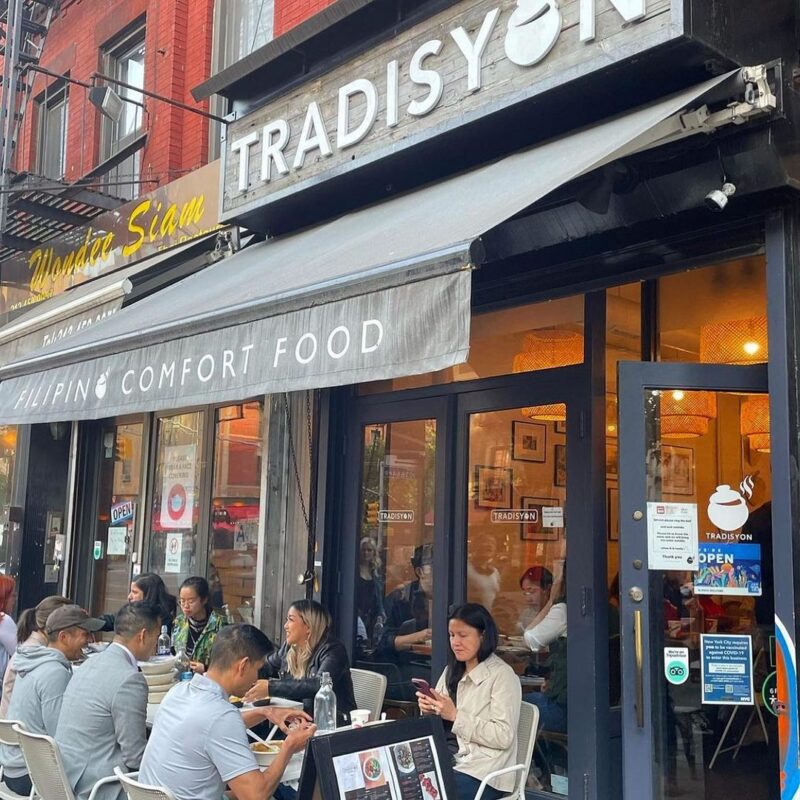 Filipino restaurant Tradisyon along 9th Ave. is one of the handful of restaurants offering outdoor dining in New York | Photo from Tradisyon/Instagram