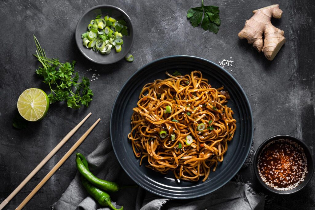 Stir fry Korean noodle recipe with fresh ingredients