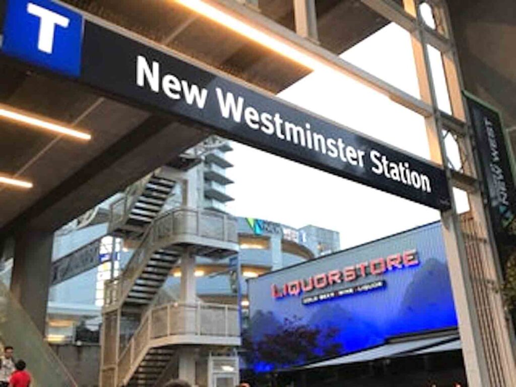 The alleged assault took place near the top of the escalator and stairs at the Eighth Street entrance to the New Westminster SkyTrain Station.