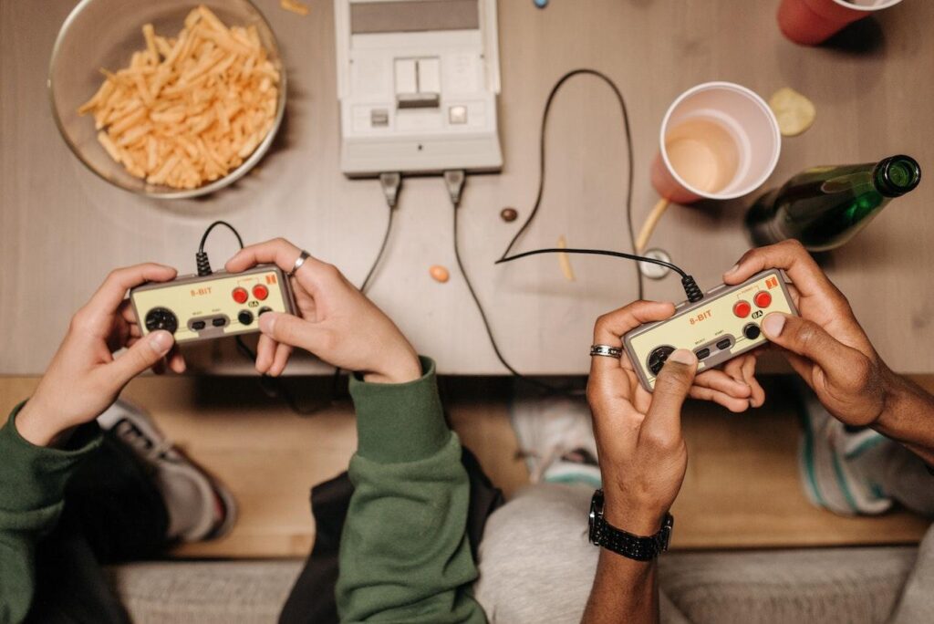 Two players playing on Nintendo NES