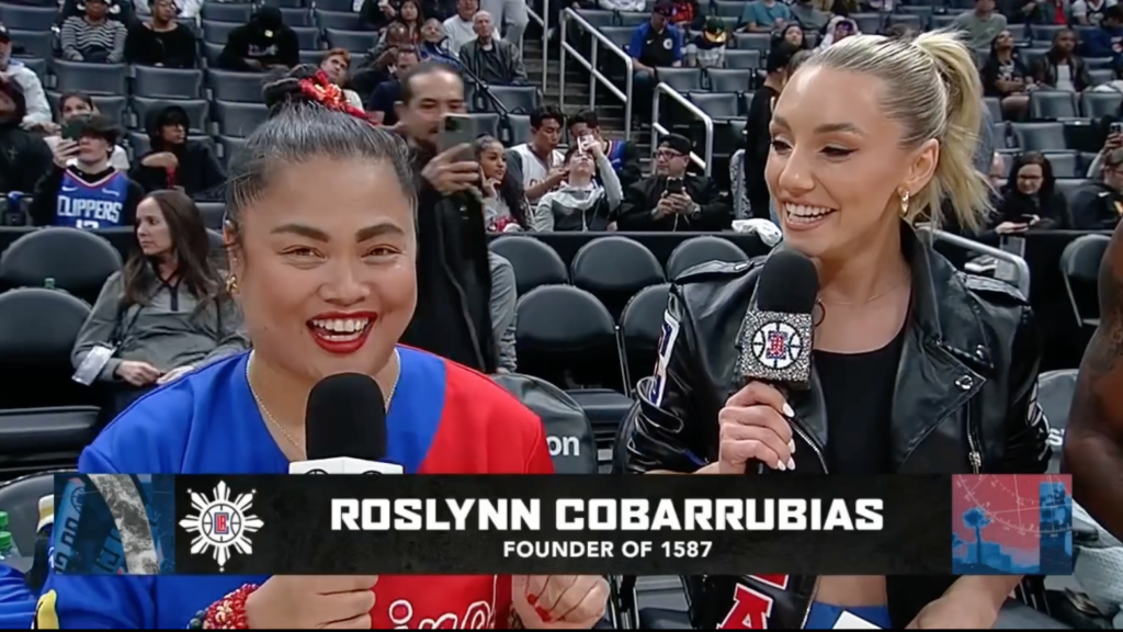 Roslynn Cobarrubias interviewed during LA Clippers game