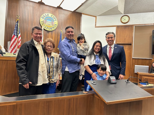 Juslyn Manalo with family and AG Rob Bonta