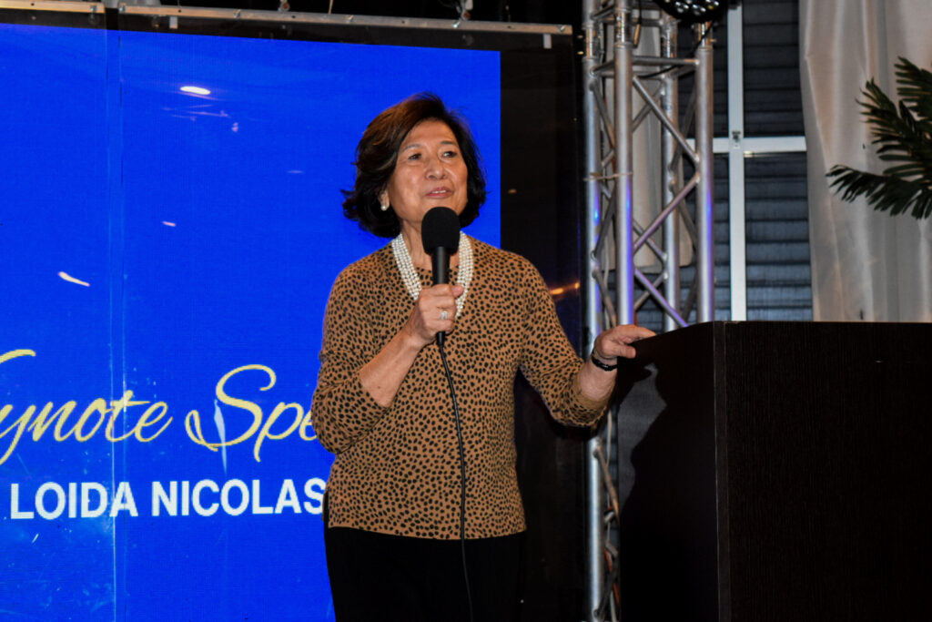 Loida Nicolas Lewis speaking during the event