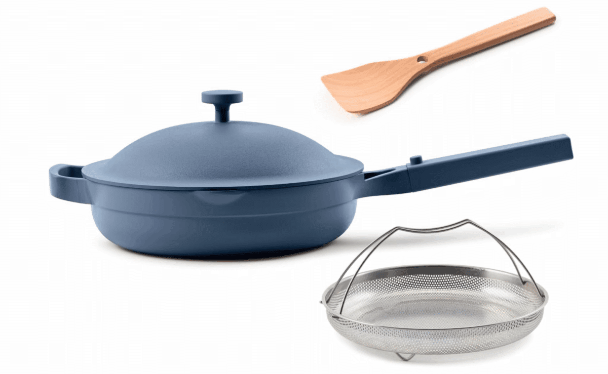 Our Place Always Pan 2.0 in modern kitchen setting showing its multifunctional design.