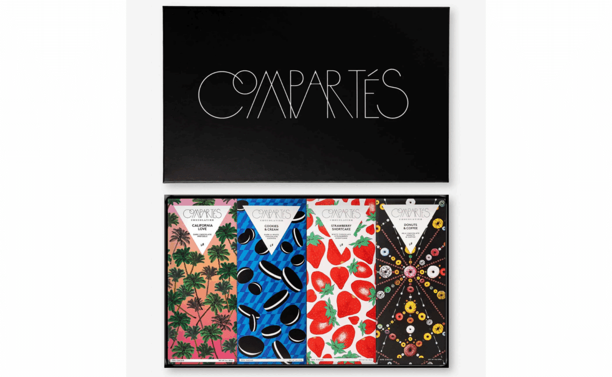Compartés chocolate gift set with assorted gourmet chocolate bars.