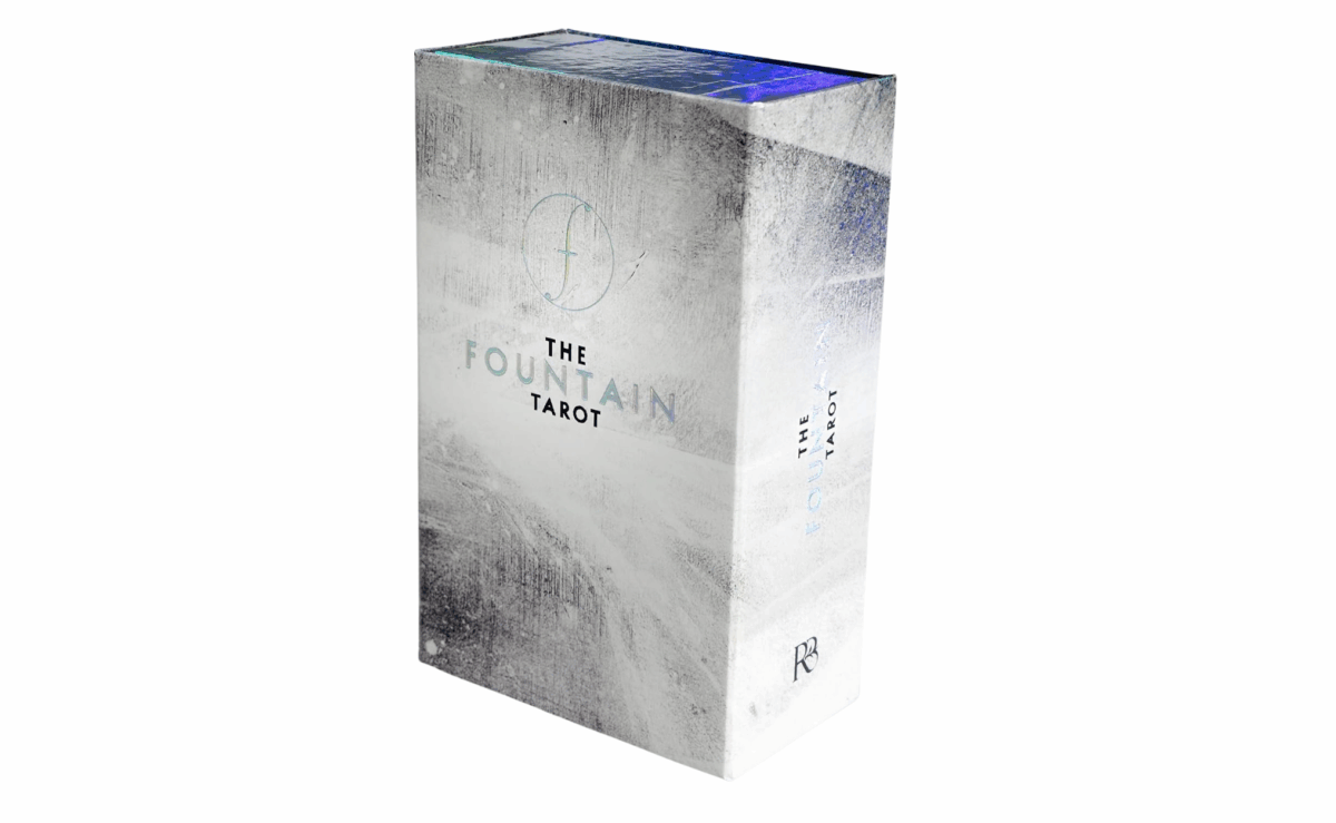 Modern, artistically illustrated Fountain Tarot deck with accompanying guidebook.