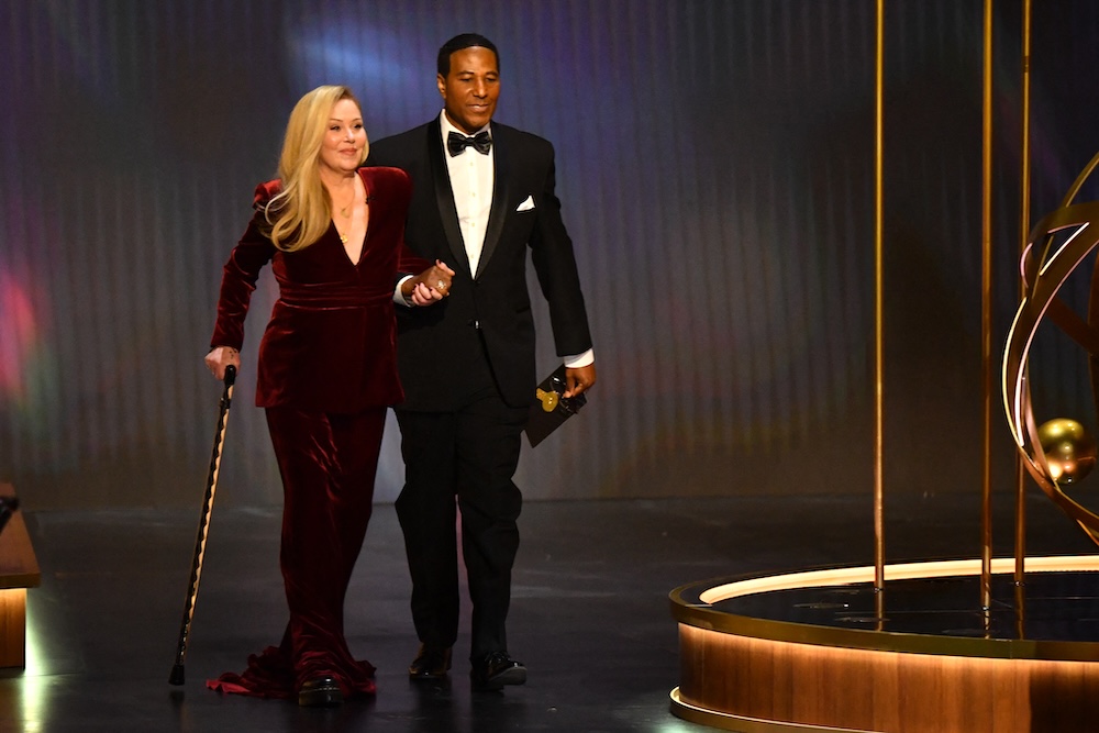 US actress Christina Applegate arrives onstage during the 75th Emmy Awards at the Peacock Theatre at L.A. on January 15, 2024 | Photo by Valerie Macon/AFP