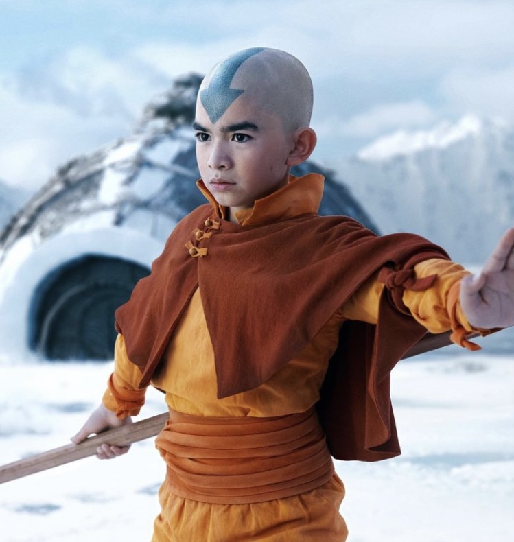 Gordon Cormier as Aang in snowy scene